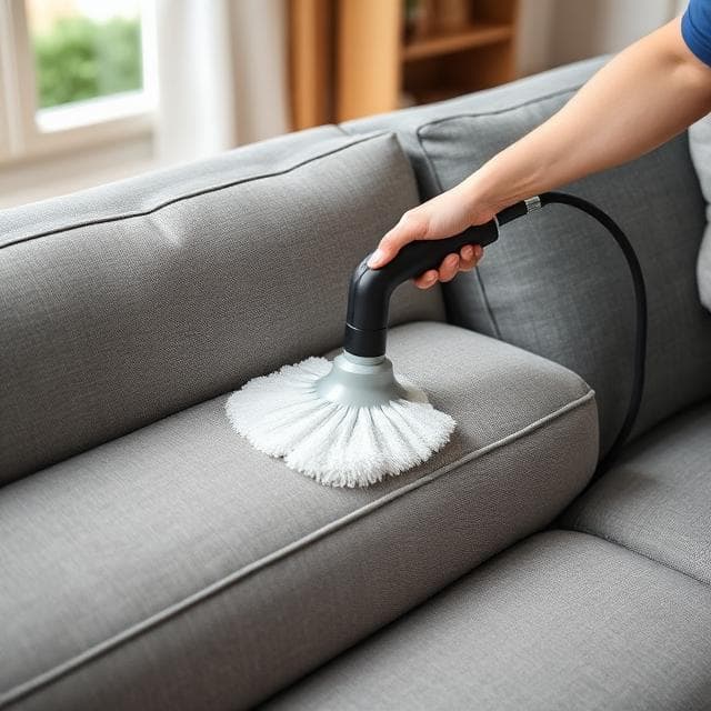 Stained office upholstery furniture before professional cleaning - Vancouver office
