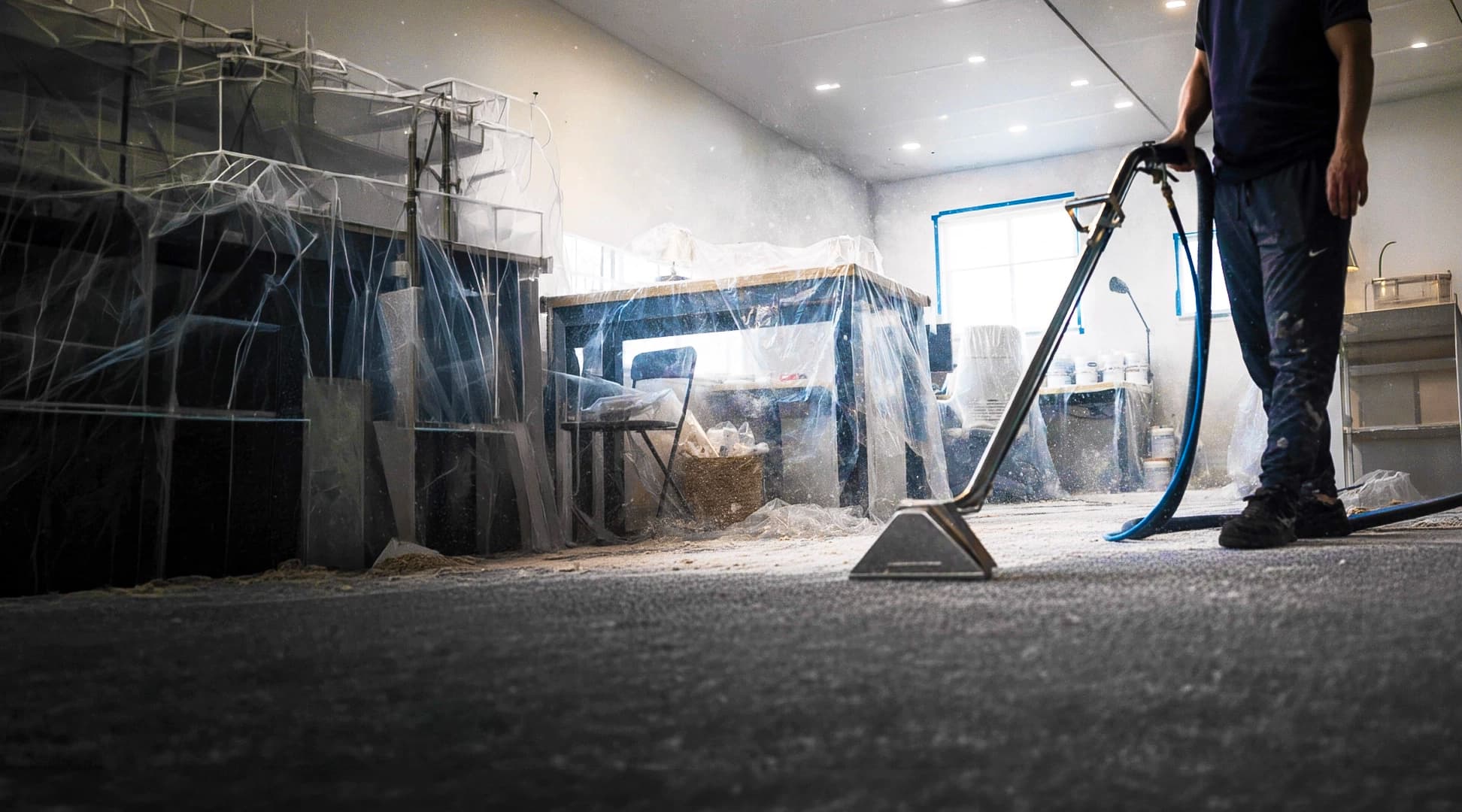 Post-construction floor cleaning in a new Vancouver commercial building