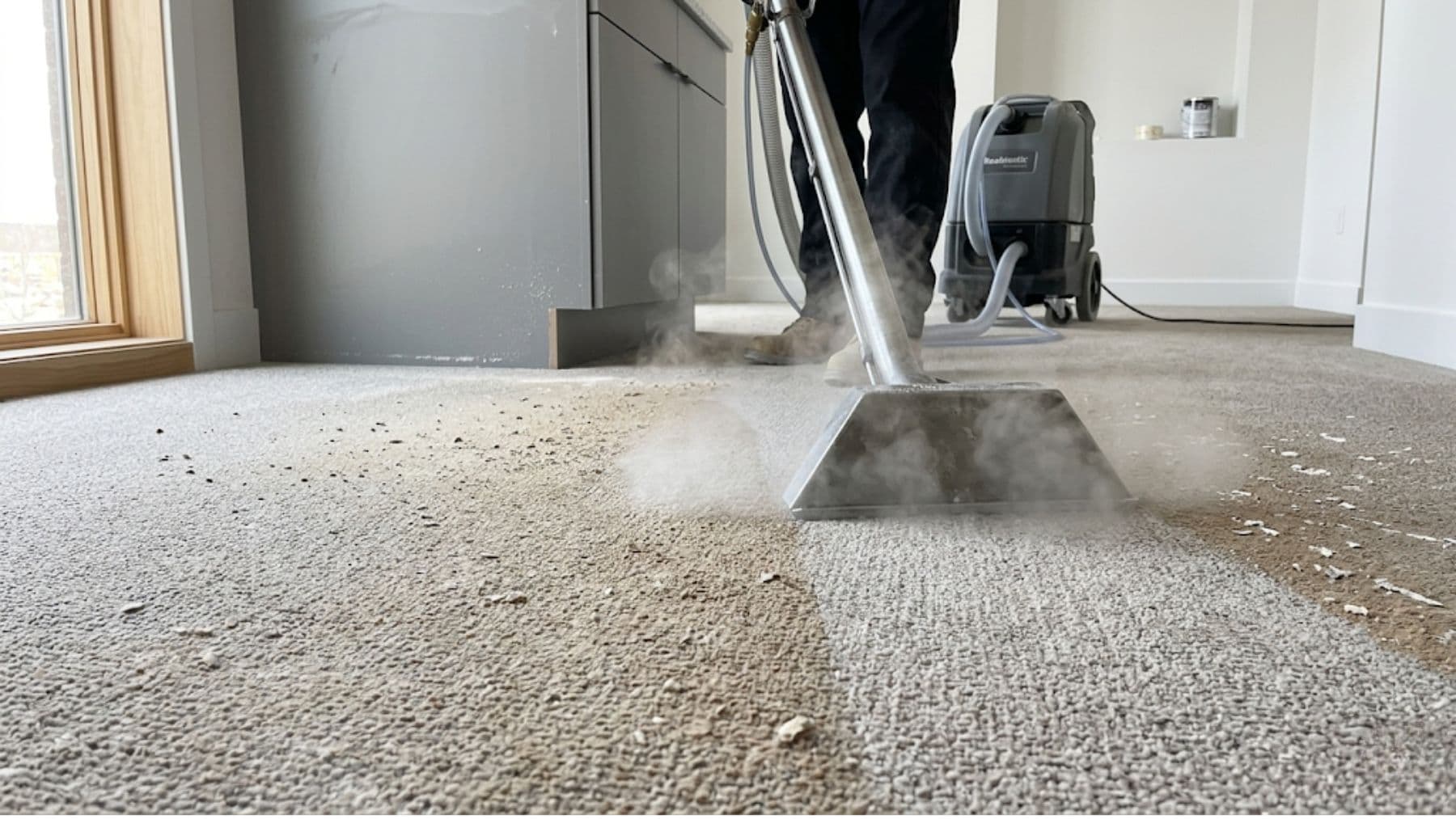 Post-construction floor cleaning in a new Vancouver commercial building