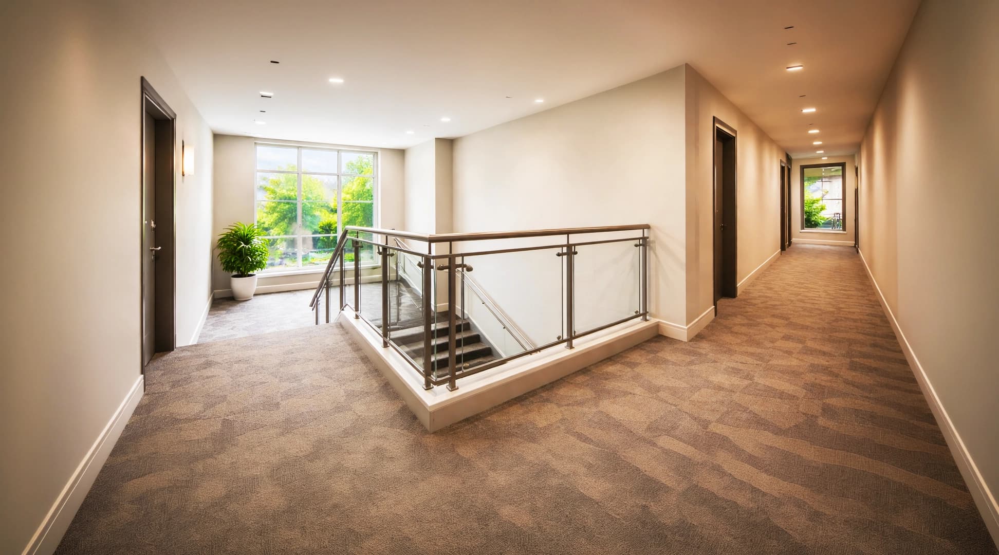 Clean strata building common area hallway - Metro Vancouver residential tower
