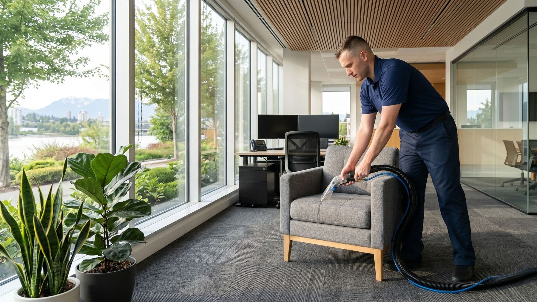 Professional upholstery cleaning of office chairs - Vancouver commercial space